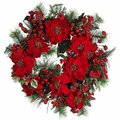 Nearly Natural 24 inch Poinsettia Wreath- Holiday 4660